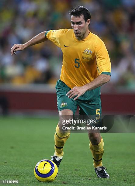 Tony Vidmar of Australia in action during the international friendly match between Australia and Paraguay at Suncorp Stadium on October 7, 2006 in...