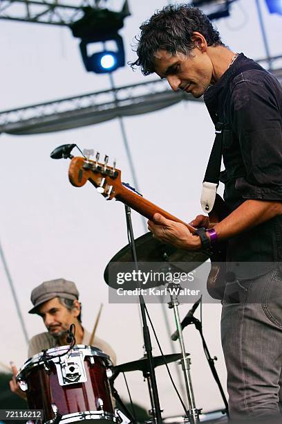 Simone Pace and Amedeo Pace of Blonde Redhead perform at the first annual "LA Weekly Detour Music Festival" on October 7 on the streets of downtown...