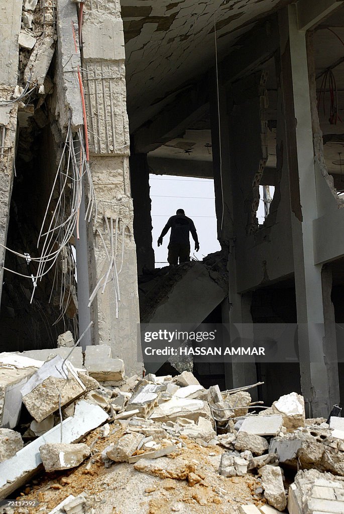 A Lebanese man is silhouetted among the