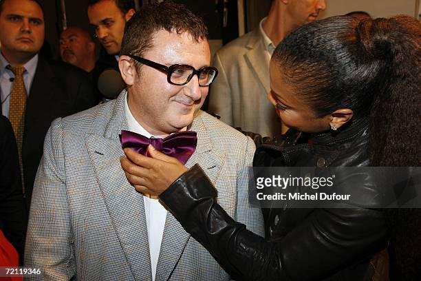 Albert Elbaz and Janet Jackson attend the Lanvin Fashion Show, as part of Paris Fashion Week Spring/Summer 2007, on October 8, 2006 in Paris, France.