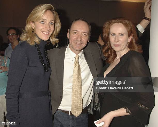 Kevin Spacey and Catherine Tate attend the '24 Hour Plays' gala party at the Riverbank Plaza Hotel after the performance at the Old Vic Theatre on...