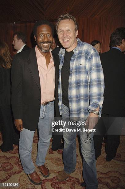 Clarke Peters and Anthony Head attend the '24 Hour Plays' gala party at the Riverbank Plaza Hotel after the performance at the Old Vic Theatre on...
