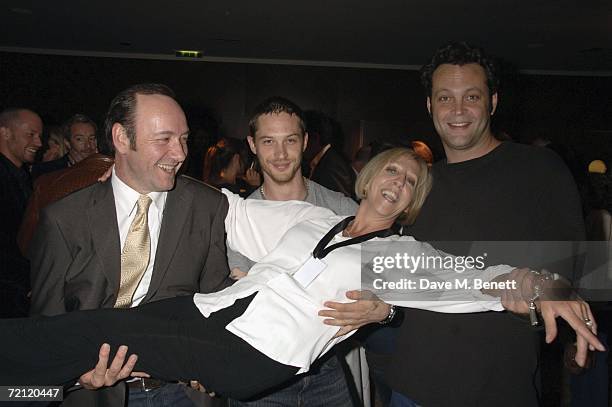 Kevin Spacey, Tom Hardy, Nichola McAuliffe and Vince Vaugh attends the '24 Hour Plays' gala party at the Riverbank Plaza Hotel after the performance...