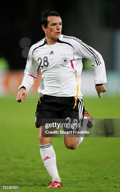 Piotr Trochowski of Germany in action on his international debut during the friendly match between Germany and Georgia at the Ostsee Stadium on...