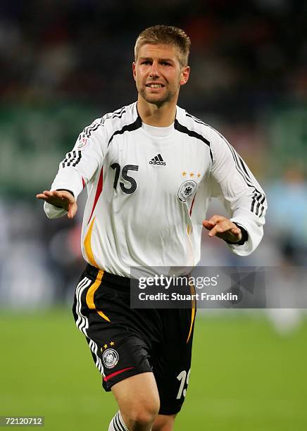 Thomas Hitzlsperger of Germany in action during the friendly match between Germany and Georgia at the Ostsee Stadium on October 7, 2006 in Rostock,...