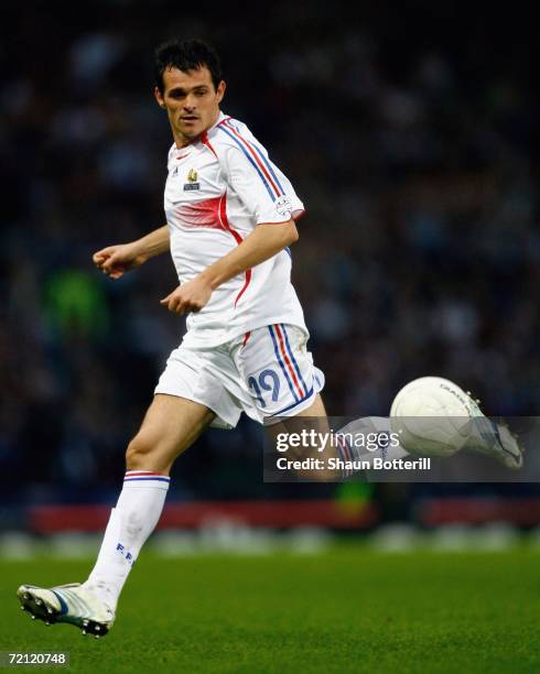 Willy Sagnol of France in action during the UEFA Euro 2008 Group B qualifying match between Scotland and France at Hampden Park on October 7, 2006 in...