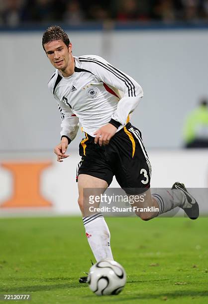 Arne Friedrich of Germany in action during the friendly match between Germany and Georgia at the Ostsee Stadium on October 7, 2006 in Rostock, Germany