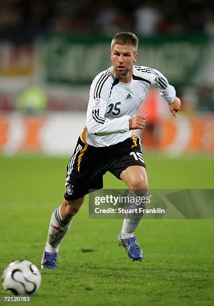 Thomas Hitzlsperger of Germany in action during the friendly match between Germany and Georgia at the Ostsee Stadium on October 7, 2006 in Rostock,...