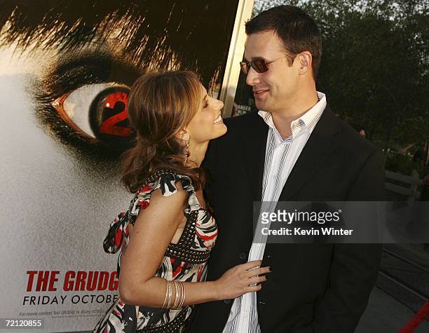 Actors Sarah Michelle Gellar and husband Freddie Prinze, Jr. Arrive at the premiere of Columbia Pictures' "The Grudge 2" at Knott's Scary Farm on...