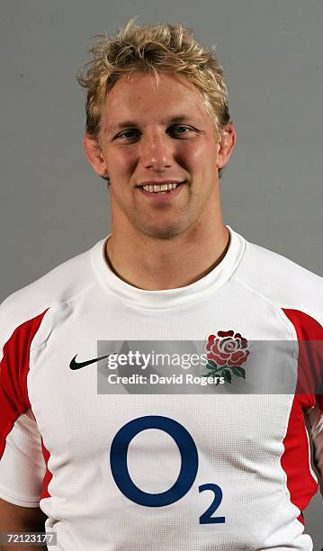 Portrait of Lewis Moody of England Rugby Union taken at Loughborough University on October 9, 2006 in Loughborough, United Kingdom.