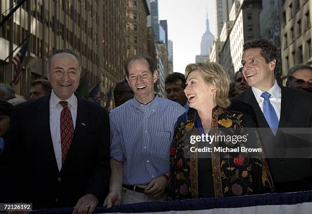 Senator Charles Schumer , gubernatorial candidate and New York State Attorney General Eliot Spitzer, Senator Hillary Rodham Clinton and New York...