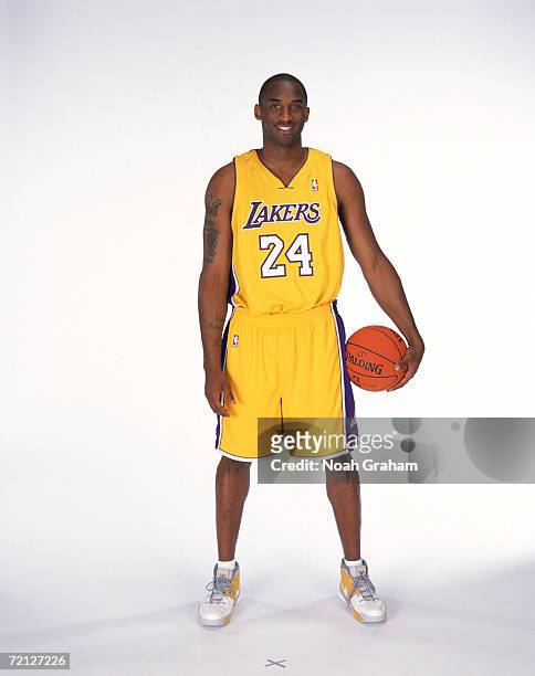 Kobe Bryant of the Los Angeles Lakers poses for a portrait during NBA Media Day at the Toyota Training Center on October 2, 2006 in El Segundo,...