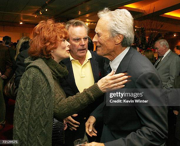 Actors Jill St. John , her husband Robert Wagner and actor/director Clint Eastwood talk at the afterparty for the premiere of Paramount's "Flags Of...