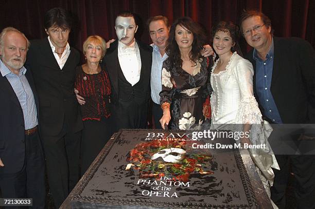 Richard Stilgoe, Charles Hart, Earl Carpenter, Gillian Lynne, Sir Andrew Lloyd-Webber, Sarah Brightman, Rachel Barrell and Andrew Bridge attend the...