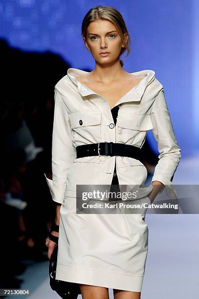 Model walks down the catwalk during the Celine Fashion Show as part of Paris Fashion Week Spring/Summer 2007 on October 5, 2006 in Paris, France.