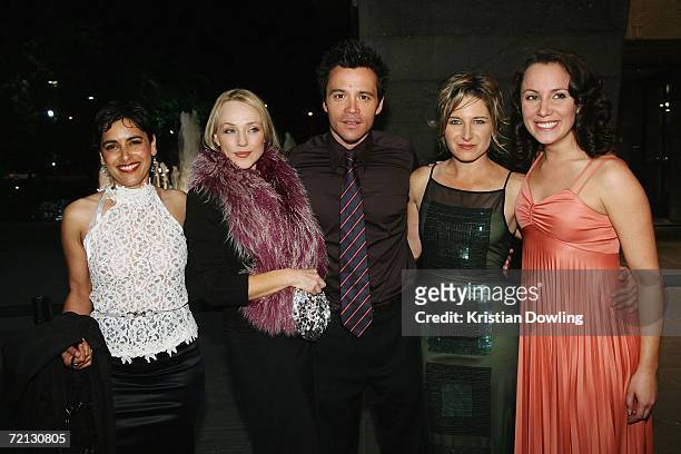 Actors Leah Vandenberg, Susie Porter, Damien Walshe Howling, Libby Tanner and Petra Yared arrive at the "Celebration of Indian Fashion & Film" at the...
