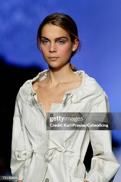 Model walks down the catwalk during the Celine Fashion Show as part of Paris Fashion Week Spring/Summer 2007 on October 5, 2006 in Paris, France.