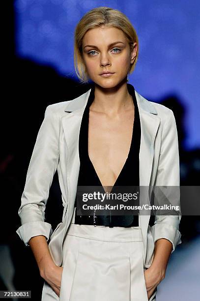 Model walks down the catwalk during the Celine Fashion Show as part of Paris Fashion Week Spring/Summer 2007 on October 5, 2006 in Paris, France.