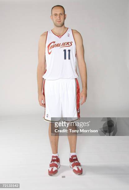 Zydrunas Ilgauskas of the Cleveland Cavaliers poses for a portrait during NBA Media Day on October 2, 2006 in Cleveland, Ohio. NOTE TO USER: User...