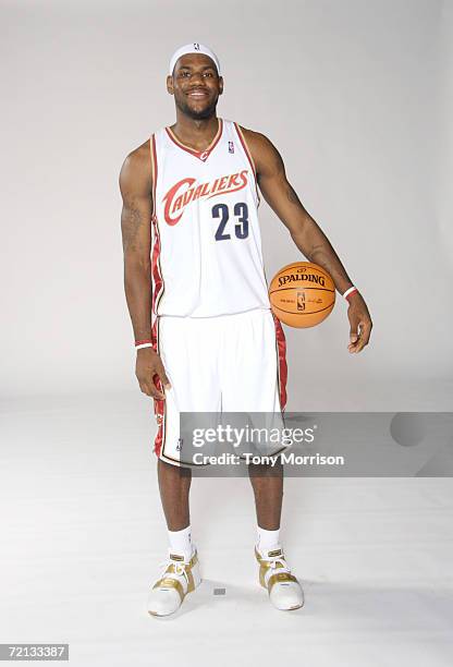 LeBron James of the Cleveland Cavaliers poses for a portrait during NBA Media Day on October 2, 2006 in Cleveland, Ohio. NOTE TO USER: User expressly...