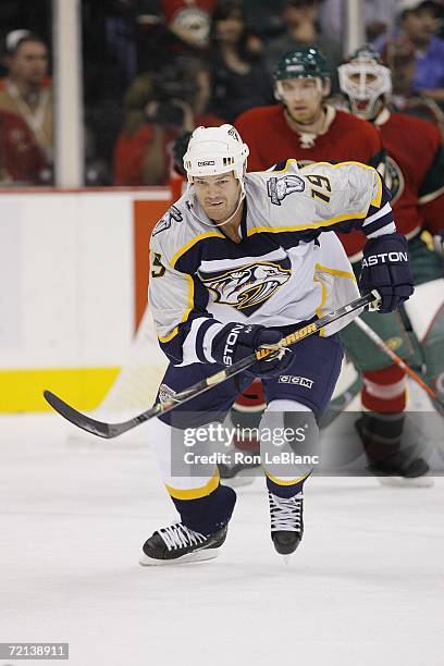 Jason Arnott of the Nashville Predators skates during a game against the Minnesota Wild at Xcel Energy Center on October 7, 2006 in Saint Paul,...