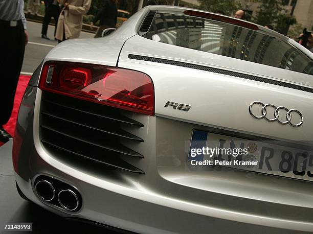 Audi unveils its new sports car the The Audi R8 at the Audi forum on Park Avenue on October 11, 2006 in New York City.