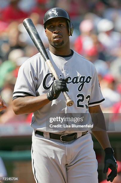 Jermaine Dye of the Chicago White Sox stands at the plate during the game against the Los Angeles Angels of Anaheim on September 13, 2006 at Angel...