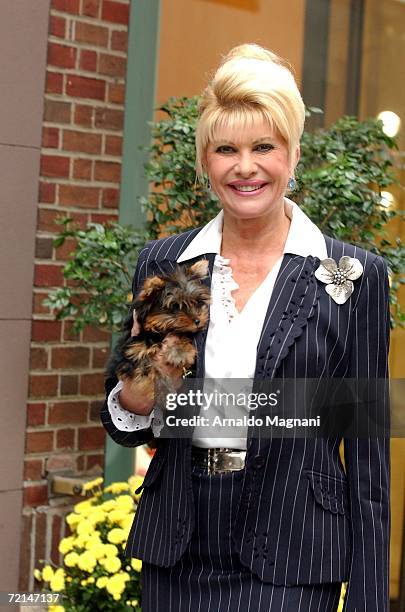 Ivana Trump and her dog Tiger walk along Madison Avenue October 11, 2006 in New York City.