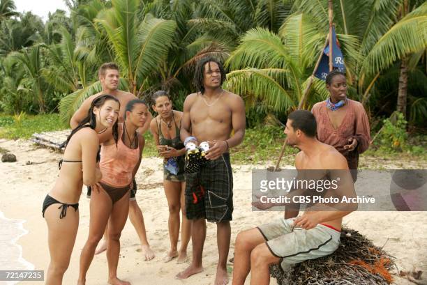 Members of the Rarotonga Tribe Parvati Shallow, Adam Gentry, Jenny Guzon-Bae, Cristina Coria, Nate Gonzalez, John "J.P." Calderon and Stephannie...