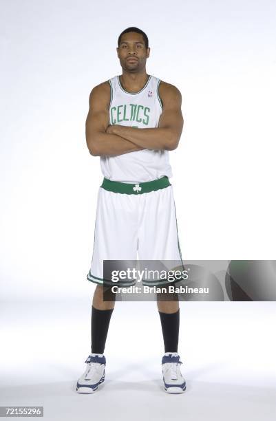Michael Olowokandi of the Boston Celtics poses for a portrait during Media Day on October 2, 2006 at the Celtics practice facility in Waltham,...