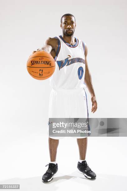 Gilbert Arenas of the Washington Wizards poses for a portrait during NBA Media Day at the Verizon Center October 2, 2006 in Washington, DC. NOTE TO...