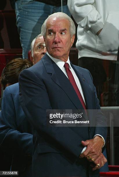 Chairman Ed Snider of the Philadelphia Flyers looks on during the NHL game against the New York Rangers on October 7, 2006 at the Wachovia Center in...