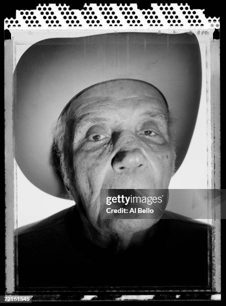 Boxer, Jake LaMotta, former World Middleweight Champion poses for a portrait on June 11, 2005 at The International Boxing Hall of Fame in Canastota,...