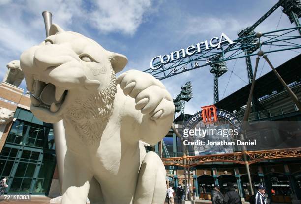 General of the exterior of Comerica Park is seen prior to the start of Game Four of the American League Championship Series between the Detroit...