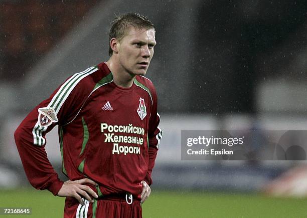 Gary O'Connor of Lokomotiv Moscow looks on during the Football Russian League Championship match between Lokomotiv Moscow and FC Moscow on October...