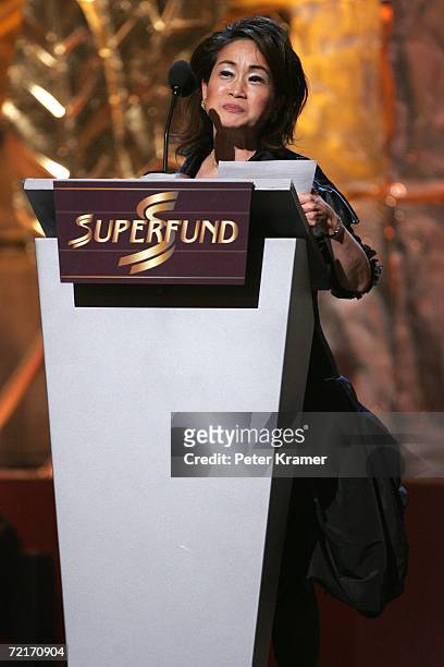 Miky Lee accepts the World Business Award at the 3rd Annual Women's World Awards at Hammerstein Ballroom October 14, 2006 in New York City.