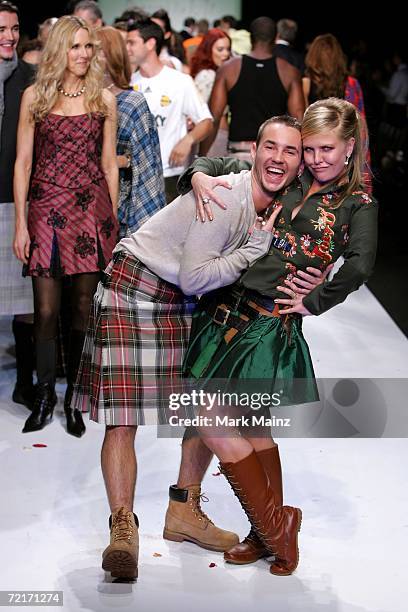 Models walk the runway at the Johnnie Walker Dressed to Kilt 2006 fashion show during the Mercedes Benz Fashion Week at Smashbox Studios in the main...