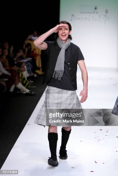 Actor James Robinson walks the runway at the Johnnie Walker Dressed to Kilt 2006 fashion show during the Mercedes Benz Fashion Week at Smashbox...