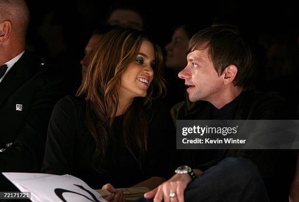 Actress Nikki Reed and actor DJ Qualls attend the Johnnie Walker Dressed to Kilt 2006 fashion show during Mercedes Benz Fashion Week at Smashbox...