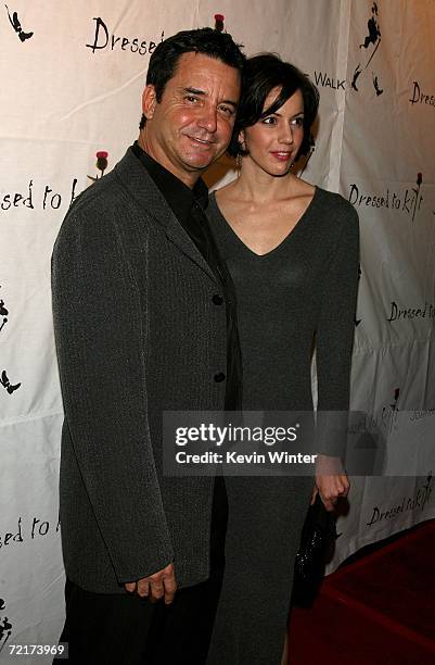 Dr. Bruce Hensel and guest arrives at the Johnnie Walker Dressed to Kilt 2006 fashion show during the Mercedes Benz Fashion Week at Smashbox Studios...