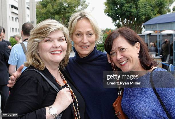 Debra Monk, Sandahl Bergman and Karen Ziemba attend the opening performance of "Nightingale" a one-woman play written and performed by Lynn Redgrave...