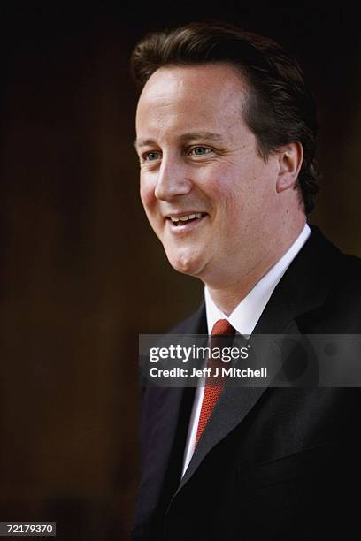 Conservative Party leader David Cameron, leaves the Capability Scotland building after giving a speach to Scotland's leading disability organisation...