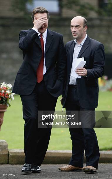 David Cameron Conservative Party leader talks with Ramsay Jones after giving a speech to Scotland's leading disability organisation, Capability...