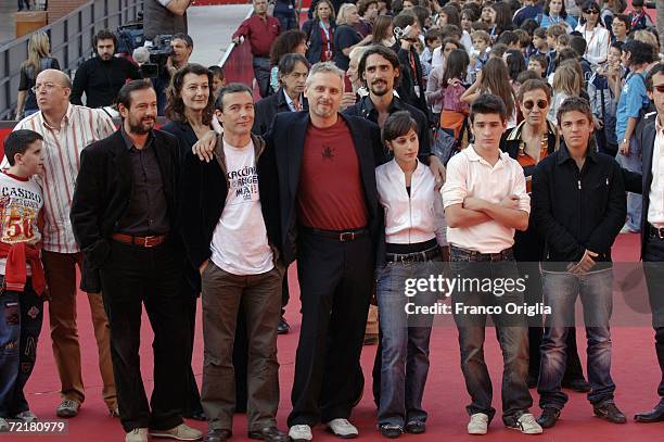 Director Cristiano Bortone and cast attend the premiere of the movie "Rosso Come Il Cielo" on the fourth day of Rome Film Festival on October 16,...