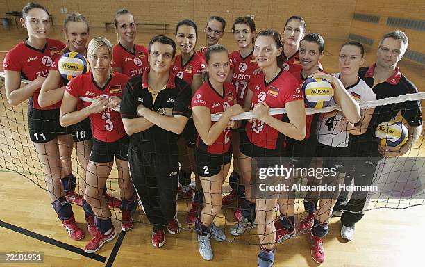 The German Womens National Volleyball Team , Christiane Fuerst,Margarethe Kozuch, Tanja Hart, Christina Benecke, Headcoach Giovanni Giudetti, Atika...