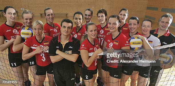 The German Womens National Volleyball Team , Christiane Fuerst,Margarethe Kozuch, Tanja Hart, Christina Benecke, Headcoach Giovanni Giudetti, Atika...