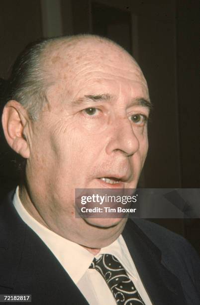 Italian motion picture director Roberto Rossellini speaks as his photograph is taken at the screening of his film 'Socrate' at the Museum of Modern...