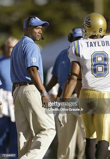 Head coach Karl Dorrell of the UCLA Bruins stands on the sideline during the game against the Washington Huskies on September 23, 2006 at Husky...