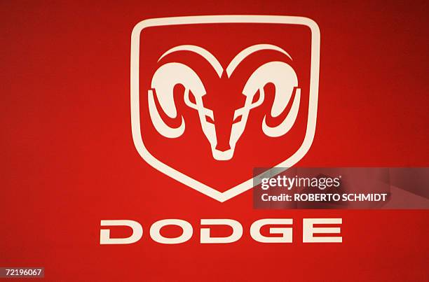 The logo for Dodge Ram can be seen on display at the South Florida International Auto Show in Miami Beach, Florida 14 October 2006. AFP PHOTO/Roberto...