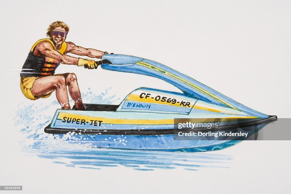 Man Water Rider Smiling Man Riding Waterbike Side View High-Res Vector Graphic - Getty ...